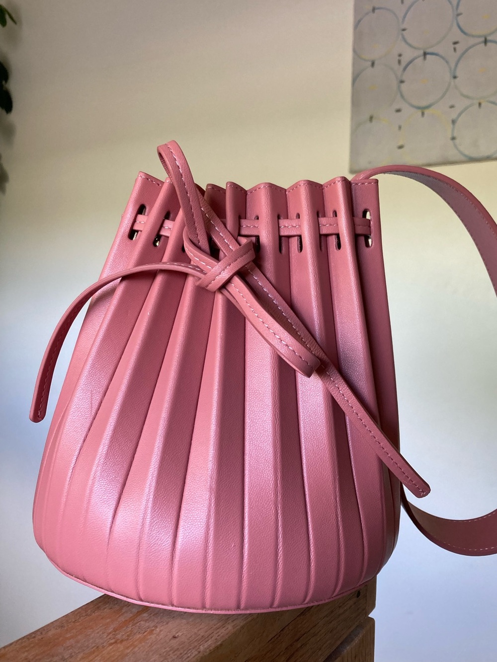 Mansur Gavriel Mini Pleated Bucket Bag in Blush